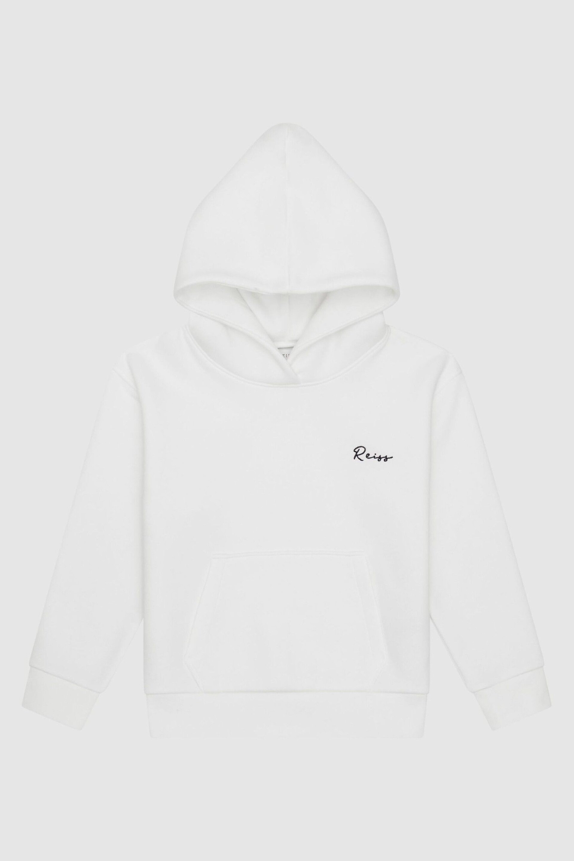 Reiss Ecru Connor Junior Embroidered Jersey Hoodie - Image 2 of 11