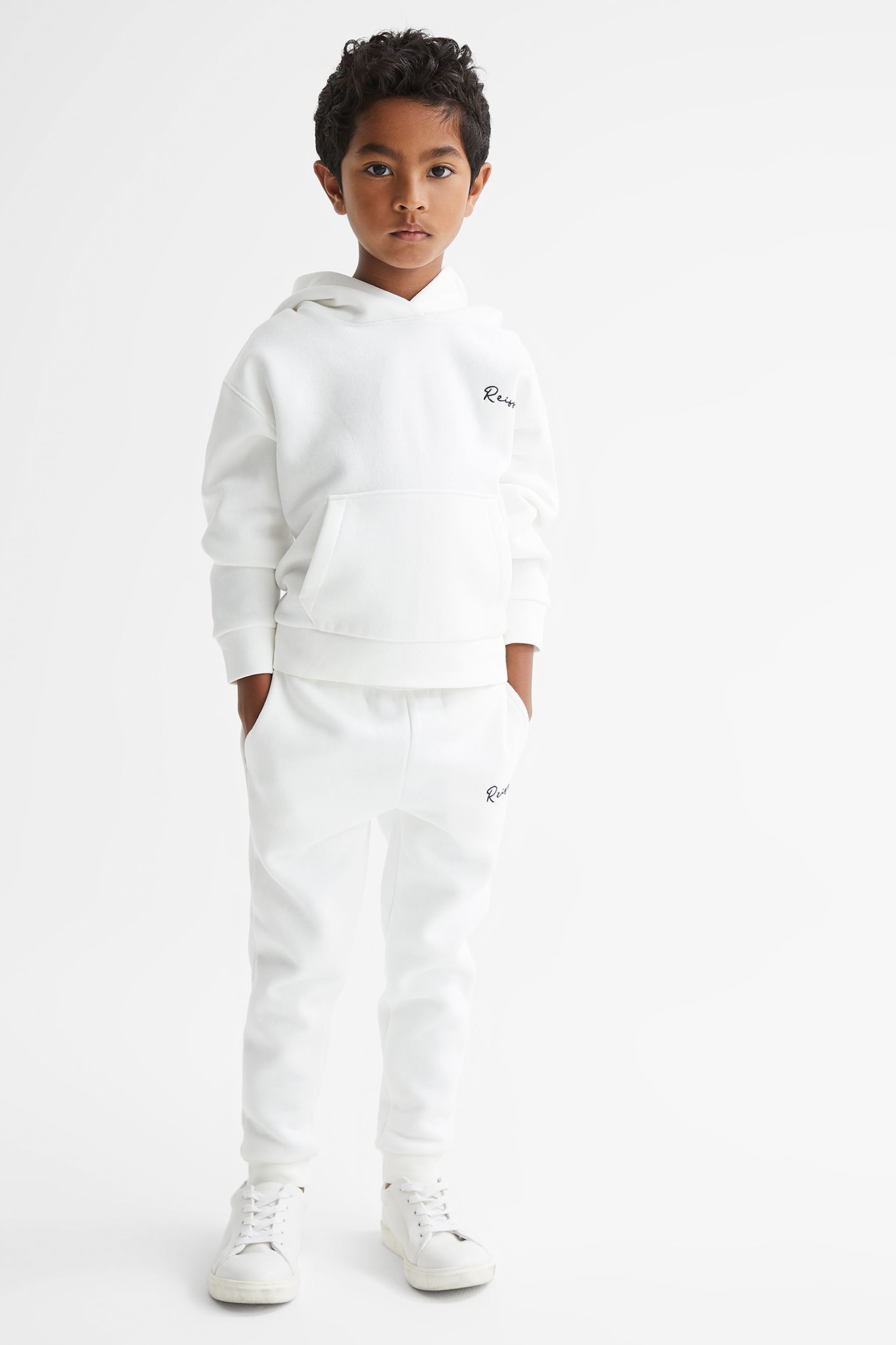 Reiss Ecru Connor Junior Embroidered Jersey Hoodie - Image 4 of 11