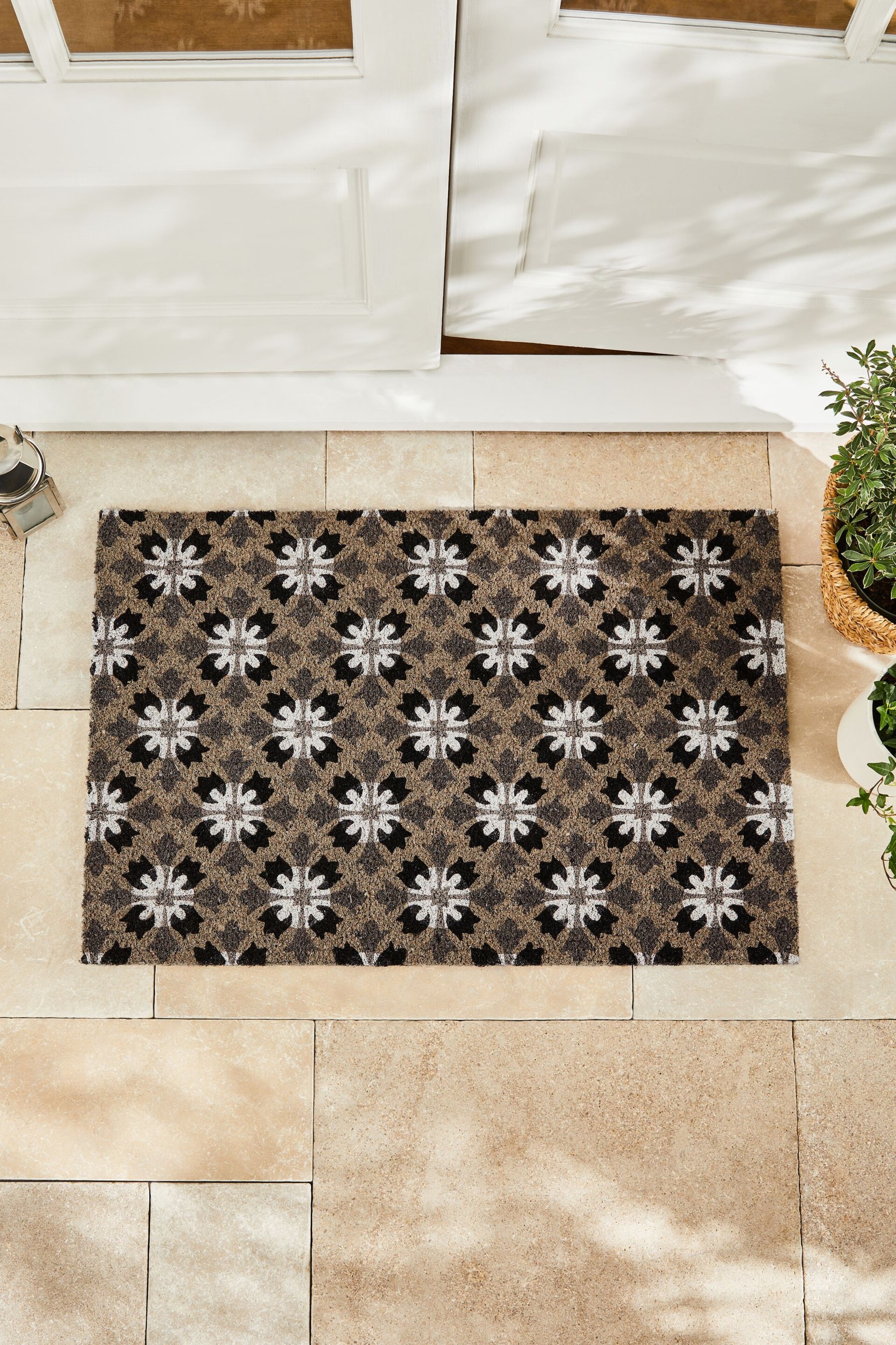 Grey Geometric Tile Doormat - Image 2 of 4