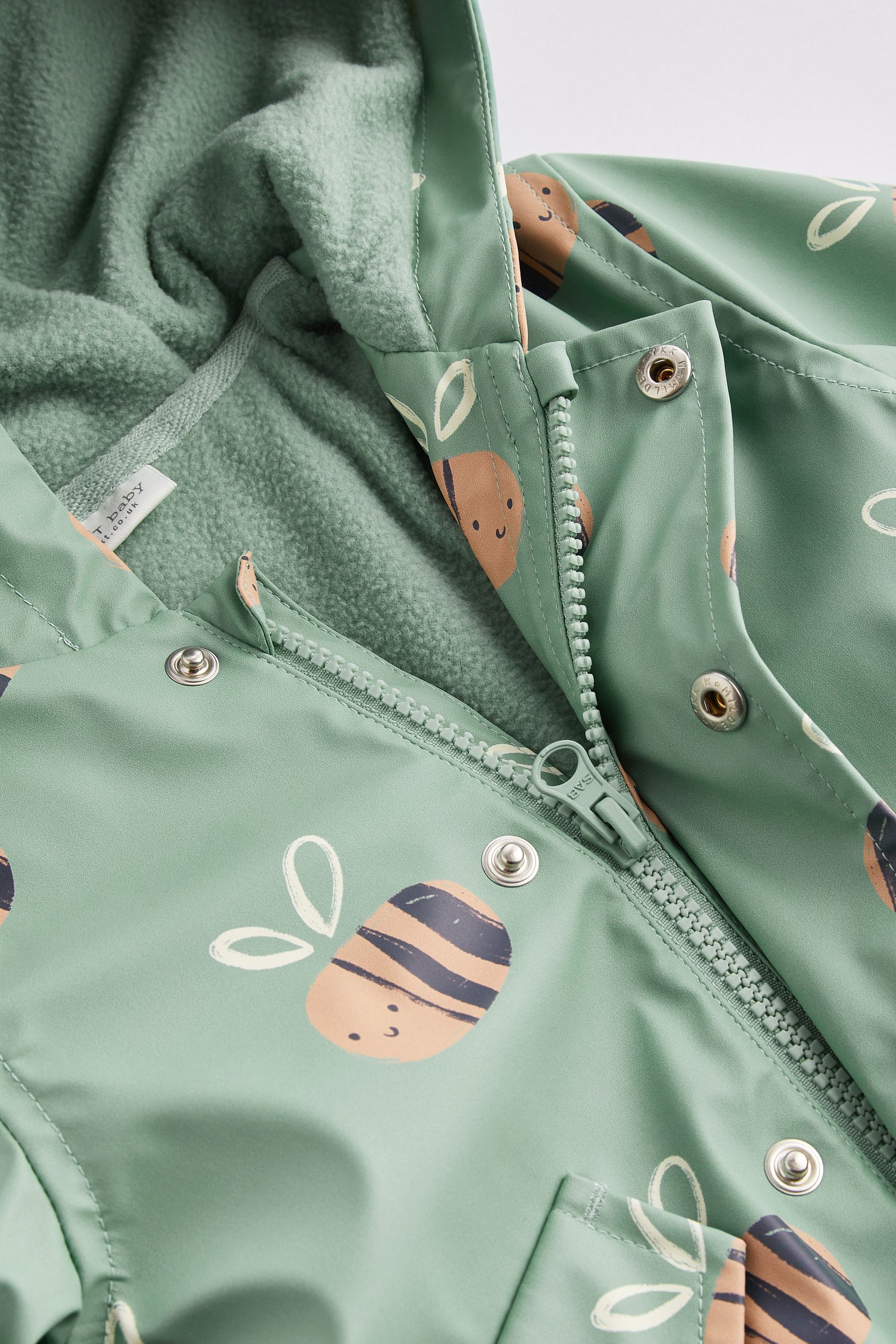 Buy Sage Green Bee Baby Rubberised Coat from Next Luxembourg