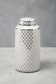 Fifty Five South White/Silver Large Ceramic Jar - Image 1 of 4