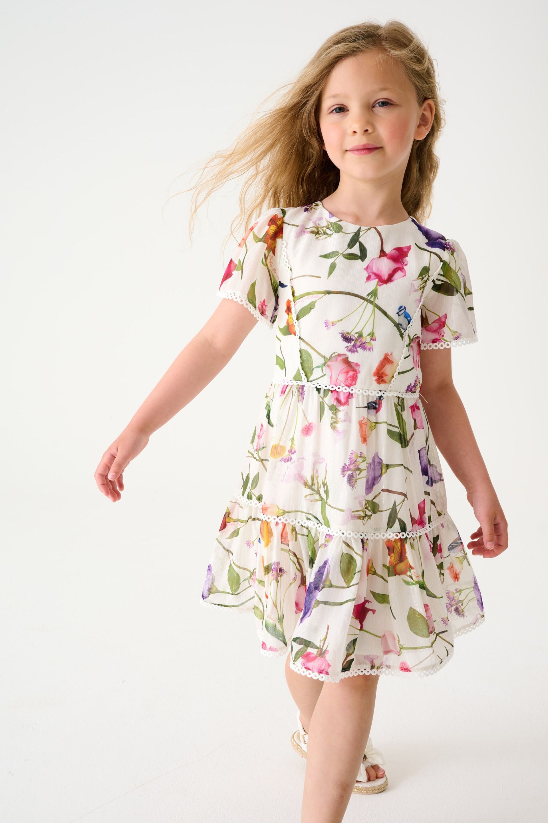 Baker by Ted Baker (0-13yrs) Floral White Dress - Image 1 of 9