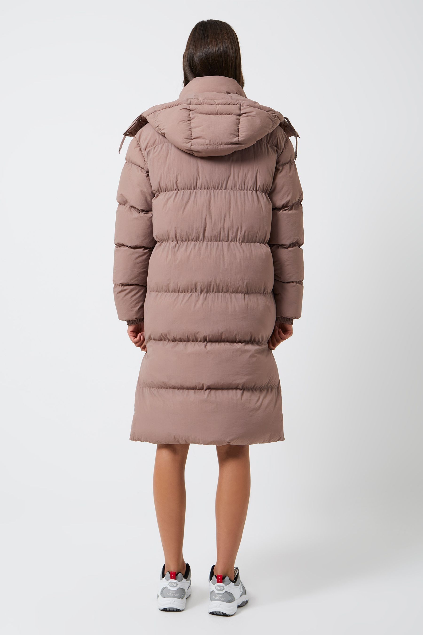 Buy French Connection Coralie Long Hooded Puffer Brown Jacket from Next Luxembourg