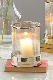 Pacific Silver Metal And Textured Glass Hurricane Candle Holder - Image 1 of 3