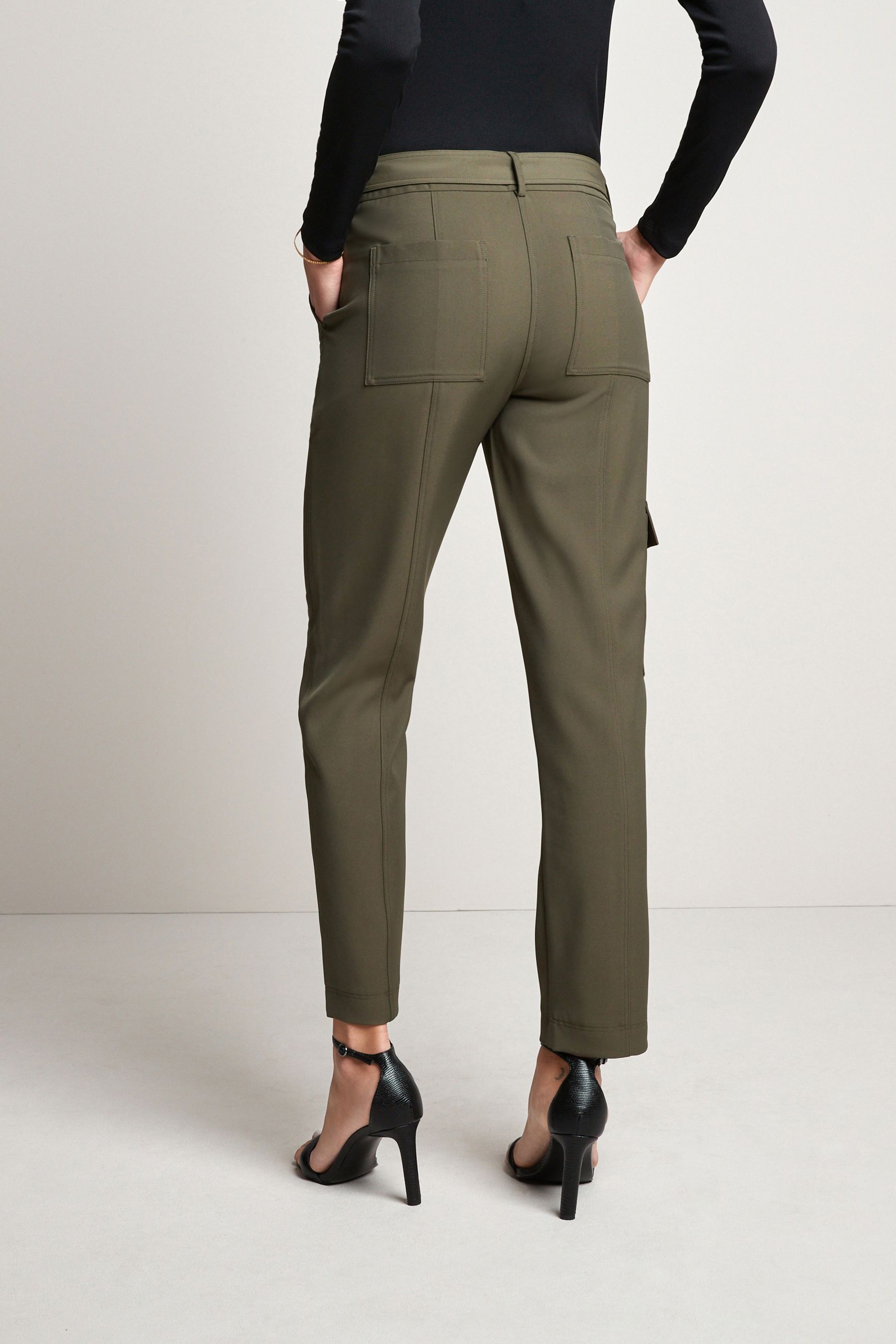 Buy Khaki Green Smart Utility Cargo Belted Taper Trousers from Next Luxembourg