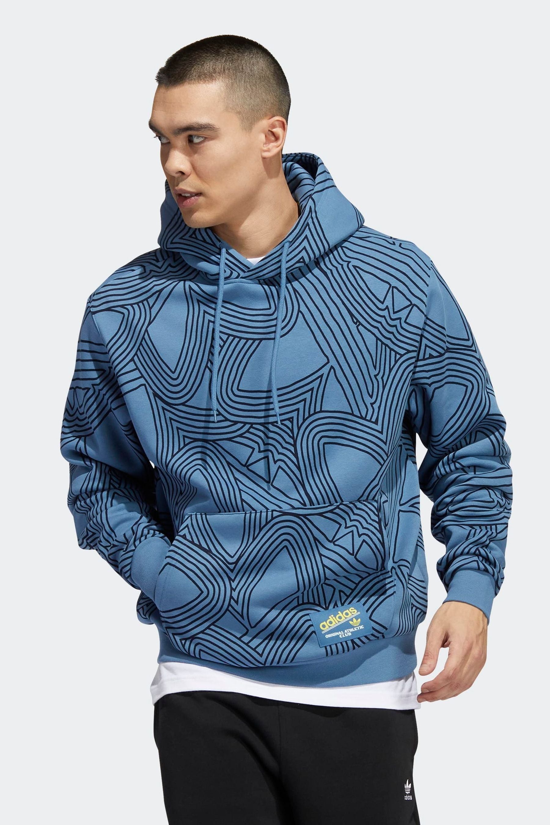 Buy adidas Originals Blue Athletic Club Allover Print Hoodie from Next Lithuania