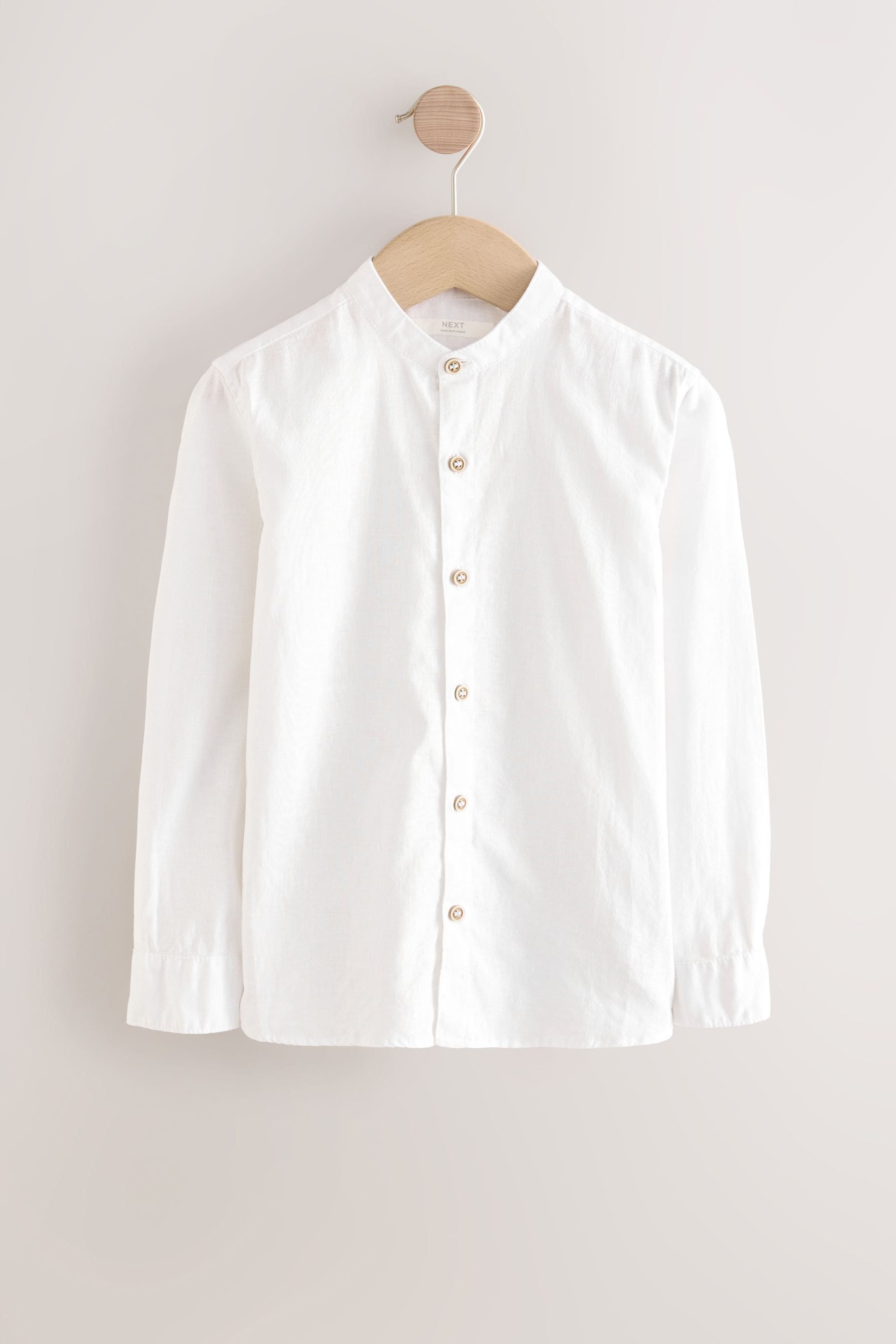 Buy White Grandad Collar Linen Mix Long Sleeve Shirt 3 16yrs from the Next UK online shop
