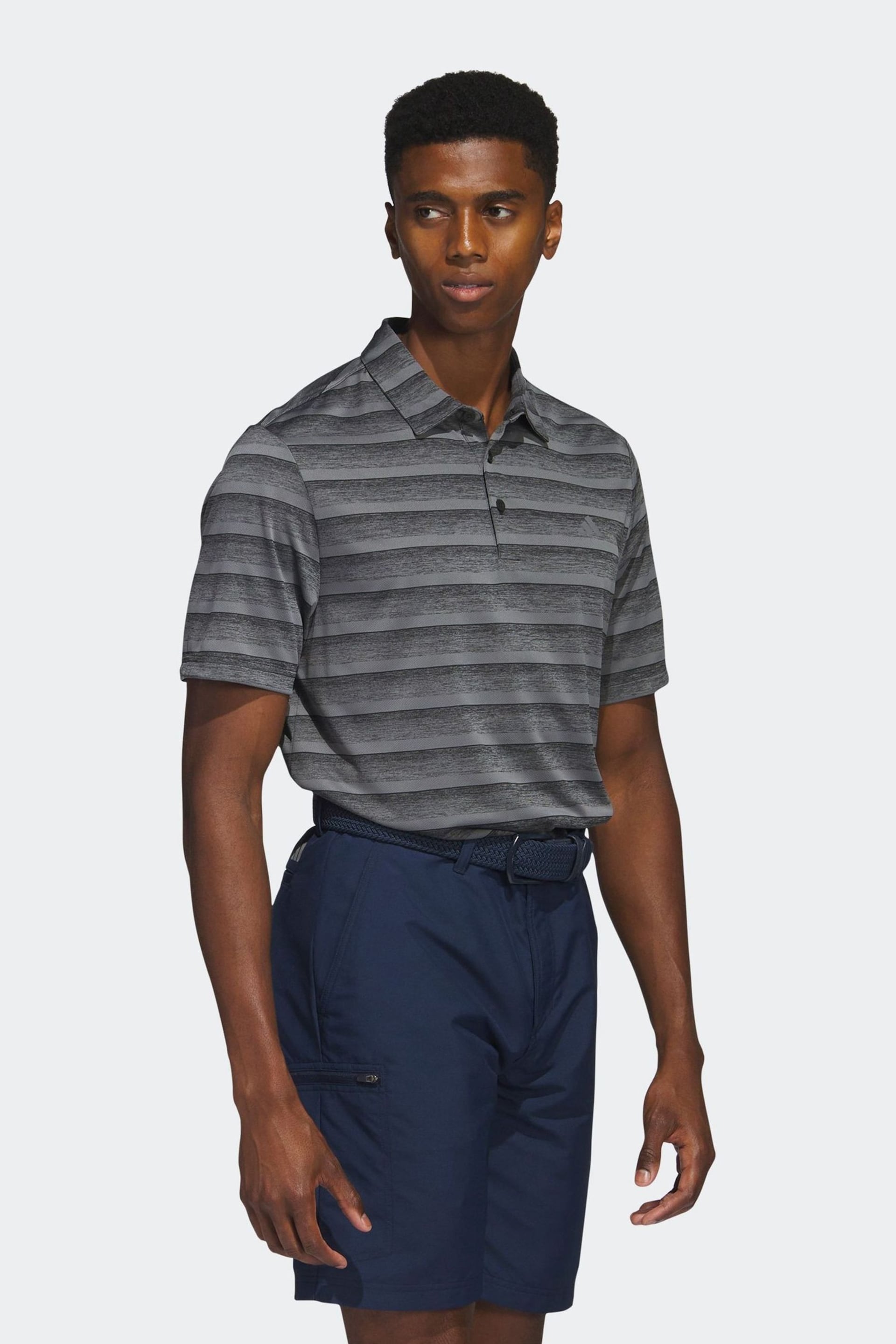 adidas Golf Two Colour Striped Polo Shirt - Image 3 of 5