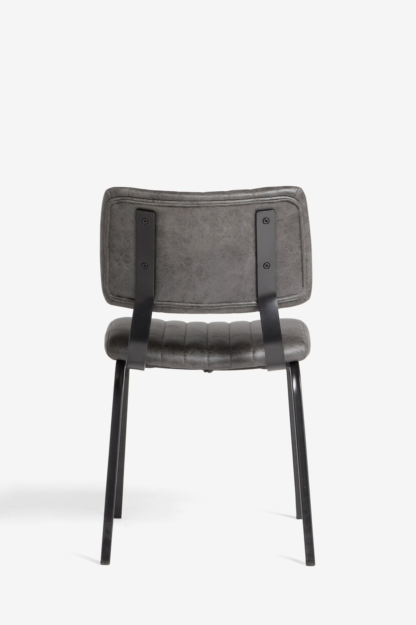 Set of 2 Monza Faux Leather Dark Grey Aiden Non Arm Dining Chairs - Image 5 of 8