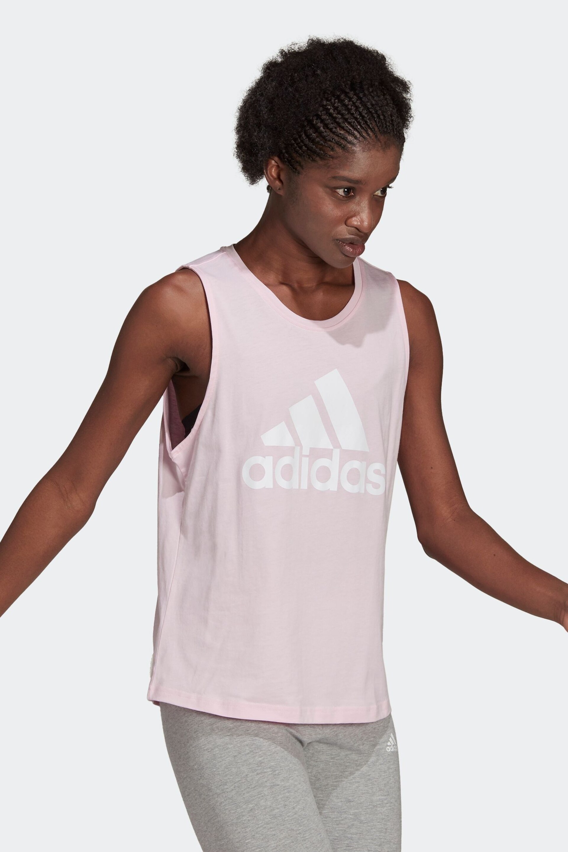 adidas Light Pink Essentials Big Logo Tank Top - Image 3 of 6