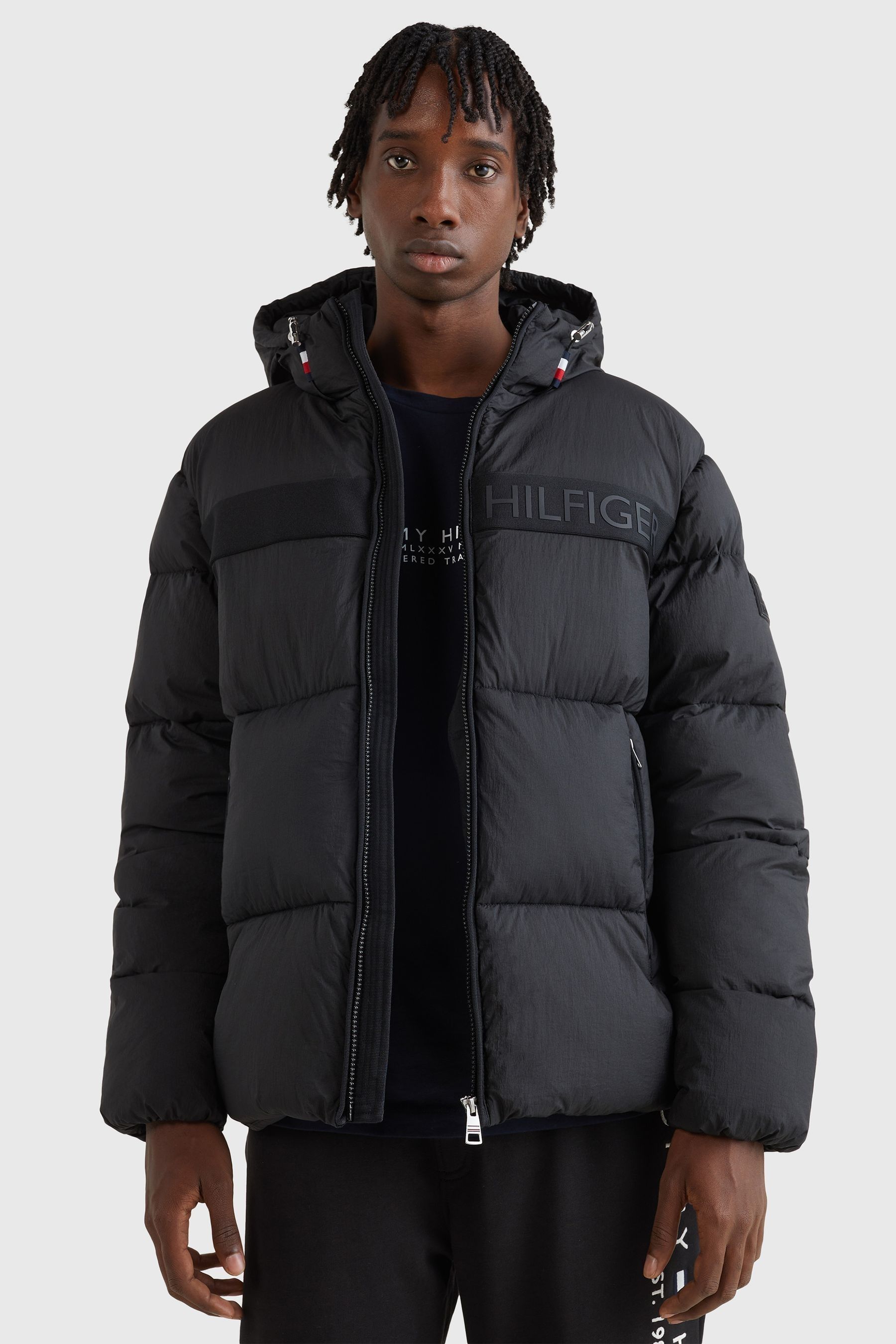 Black tommy hilfiger puffer cheap