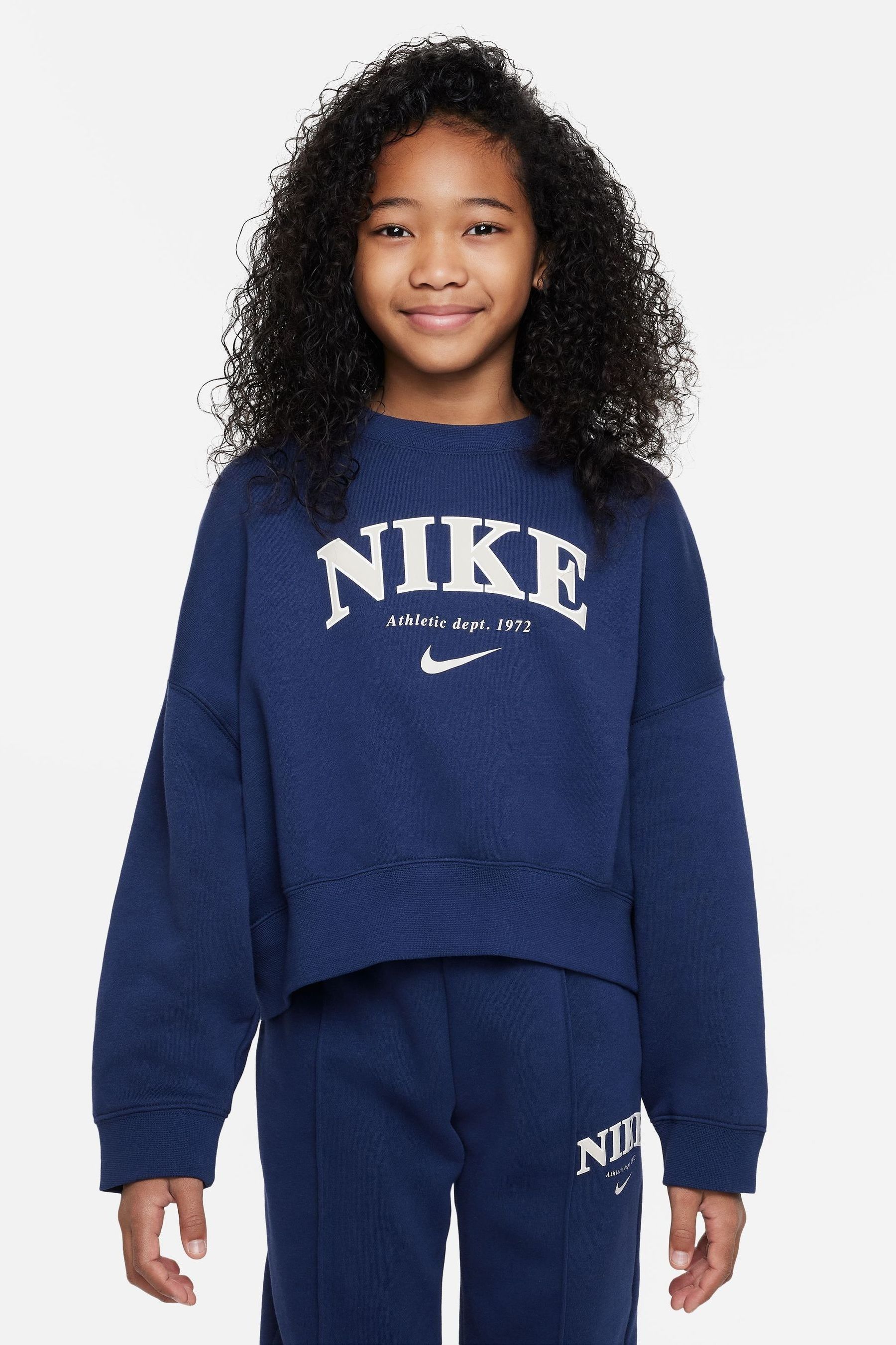 Buy Nike Navy Oversized Trend Fleece Sweatshirt from Next Luxembourg