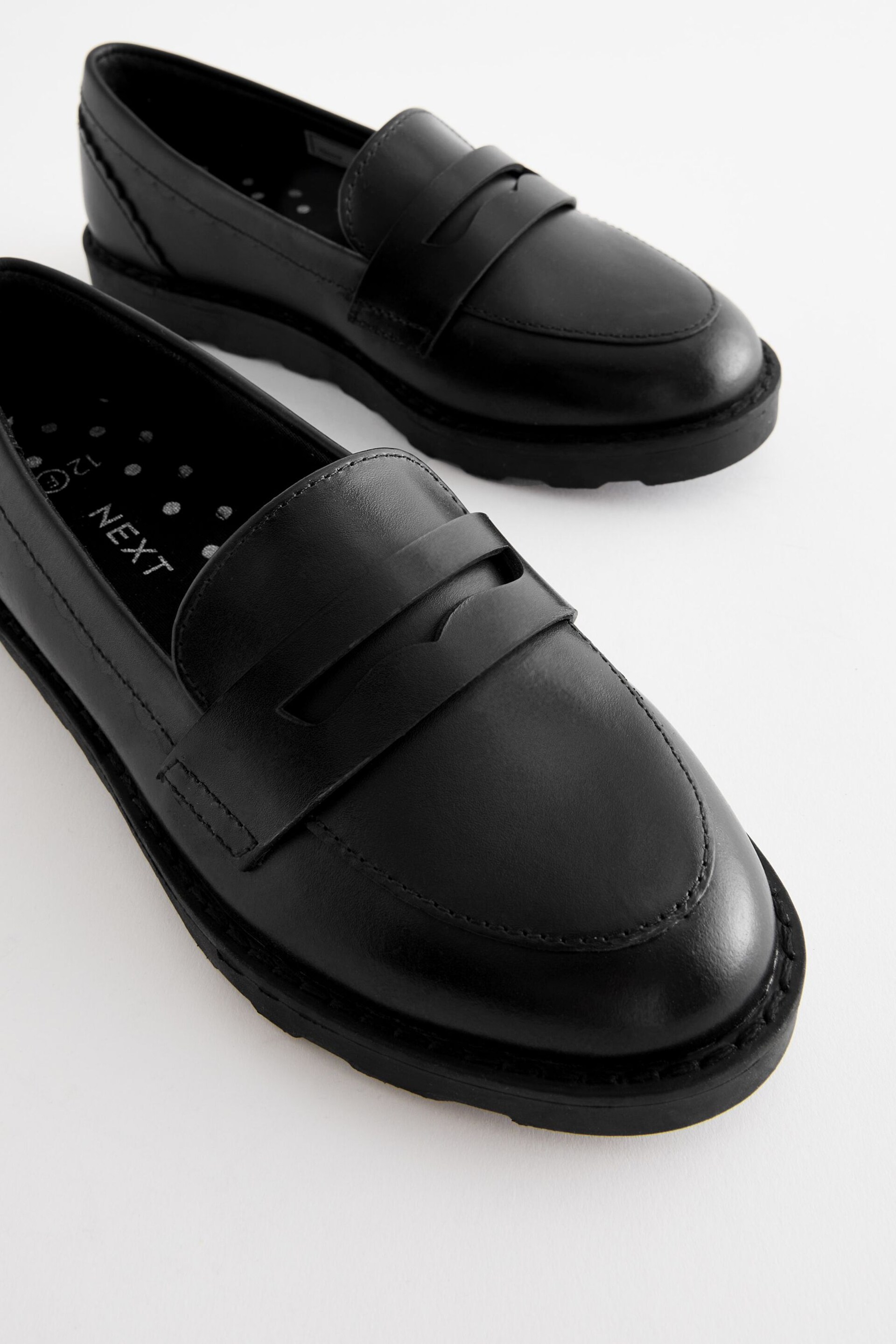 Black School Leather Loafers - Image 6 of 6