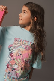 Blue/Pink Oversized Embellished Graphic T-Shirt (3-16yrs) - Image 2 of 6