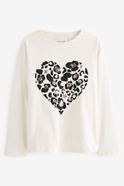Ecru White Long Sleeve Sequin Heart T-Shirt (3-16yrs) - Image 5 of 7