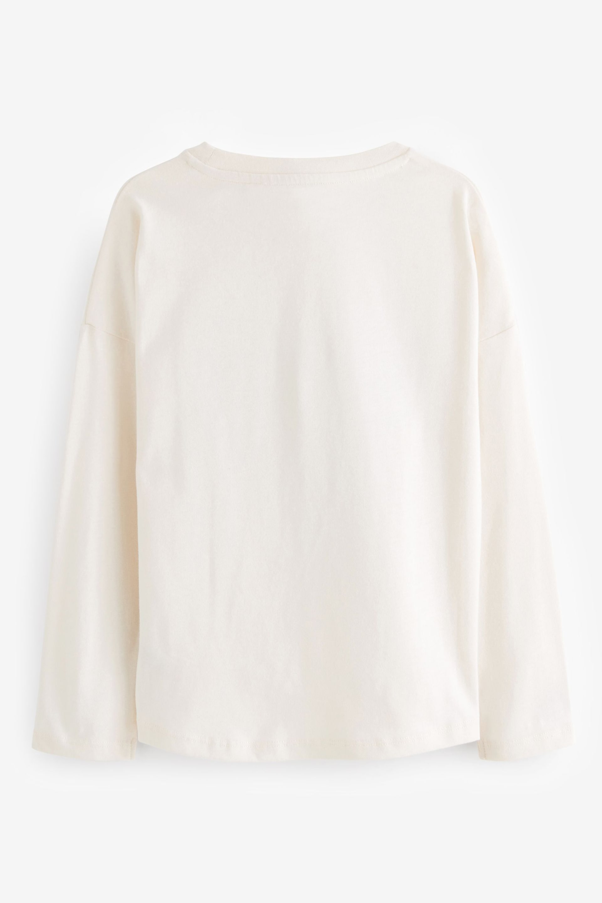 Ecru White Long Sleeve Sequin Heart T-Shirt (3-16yrs) - Image 6 of 7