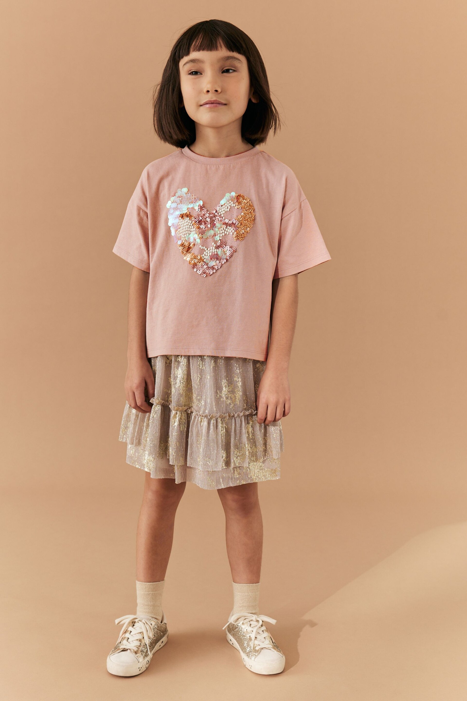 Pink Heart Sequin T-Shirt (3-16yrs) - Image 2 of 7
