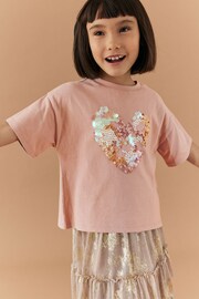 Pink Heart Sequin T-Shirt (3-16yrs) - Image 3 of 7