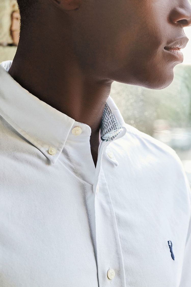 White Regular Fit Long Sleeve Oxford Shirt - Image 4 of 8