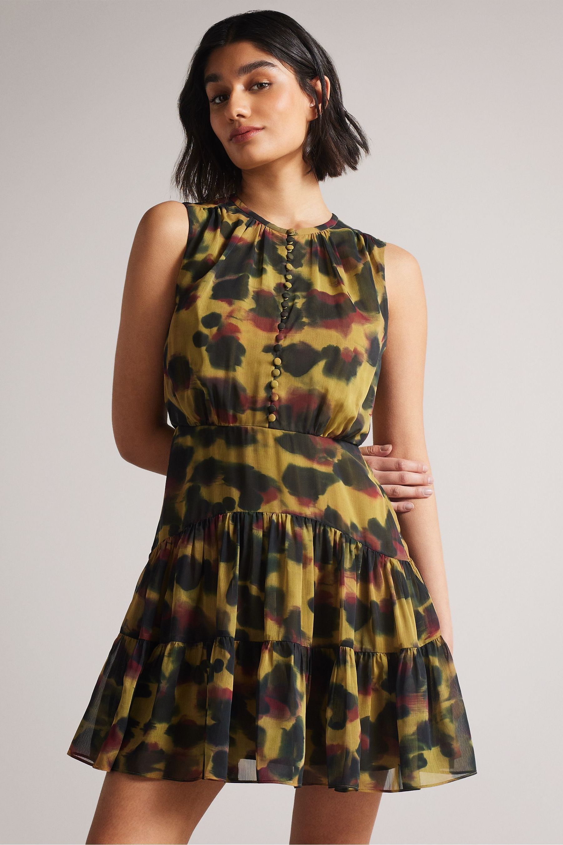 Buy Ted Baker Elvinia Brown Animal Print Button Up Mini Dress from Next Luxembourg