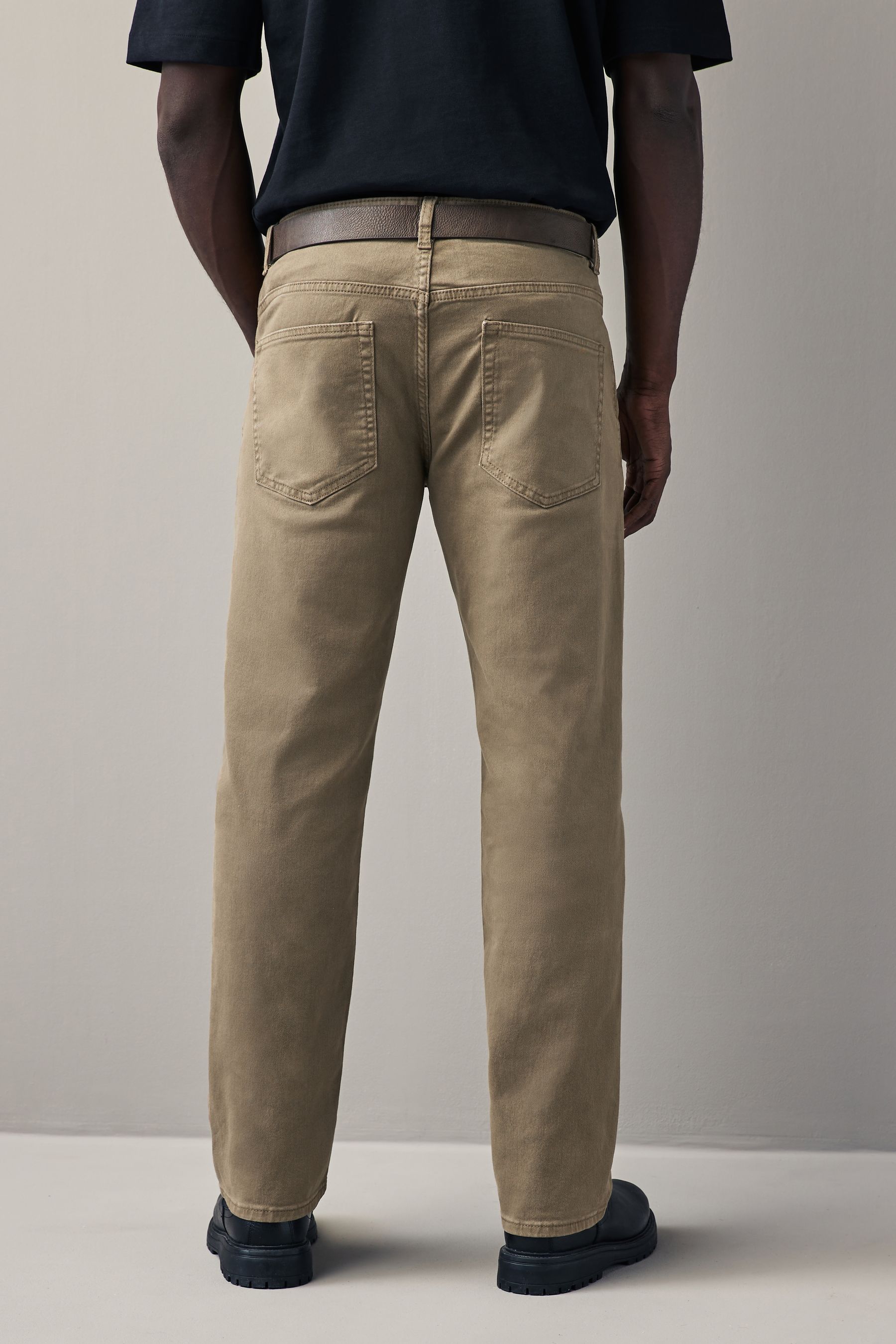 Tan straight leg jeans top