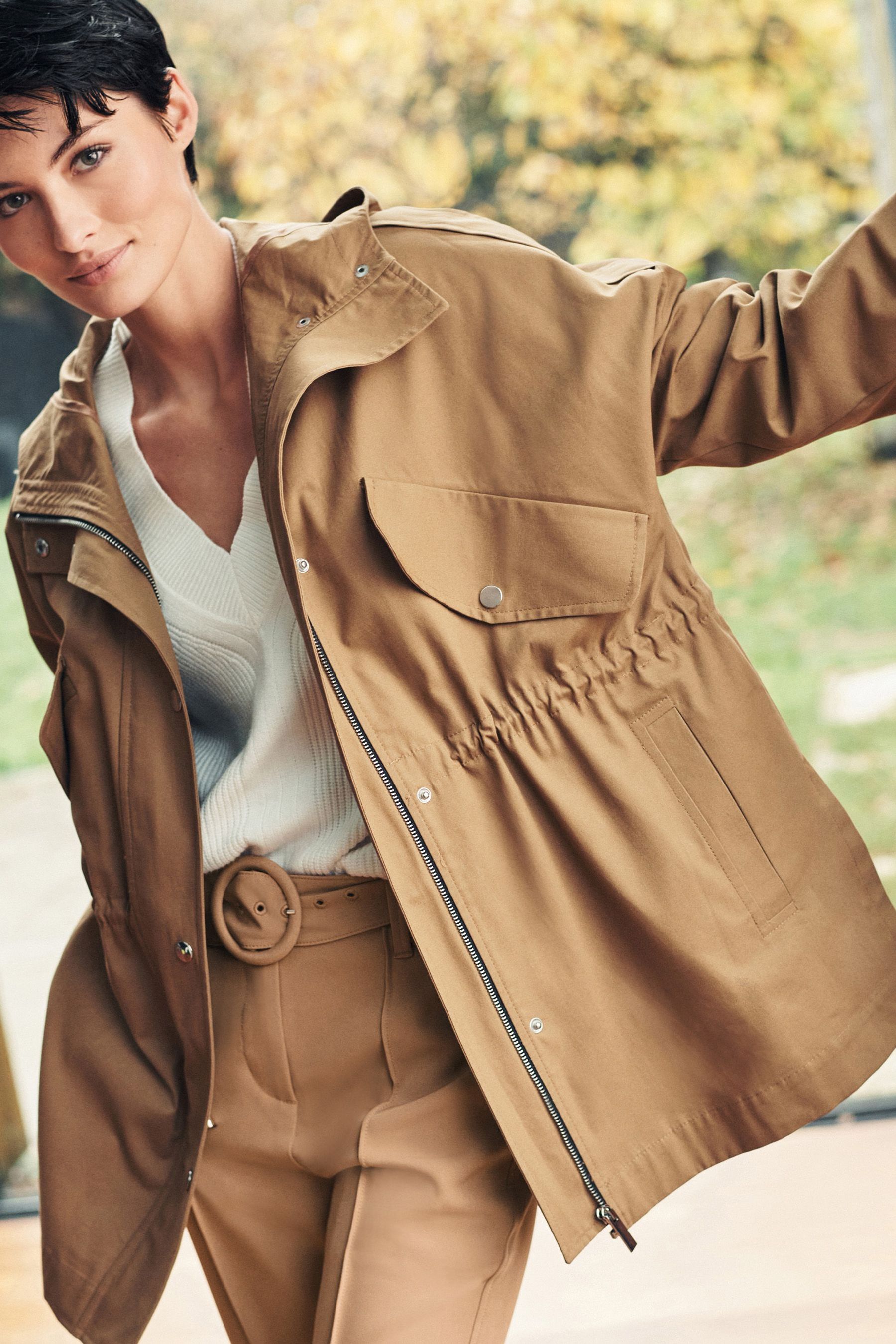 Buy Deep Camel Brown Utility Rain Mac with Adjustable Waist from Next Luxembourg