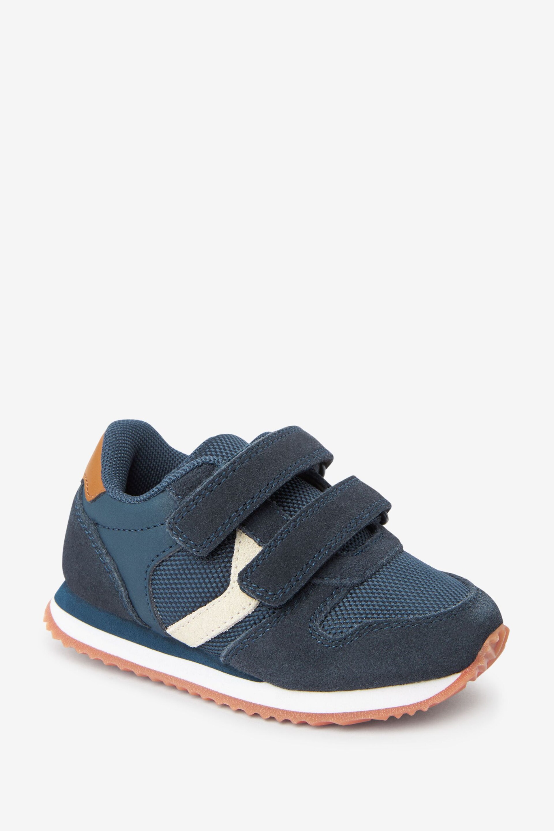 Navy Wide Fit (G) Double Strap Trainers - Image 2 of 5