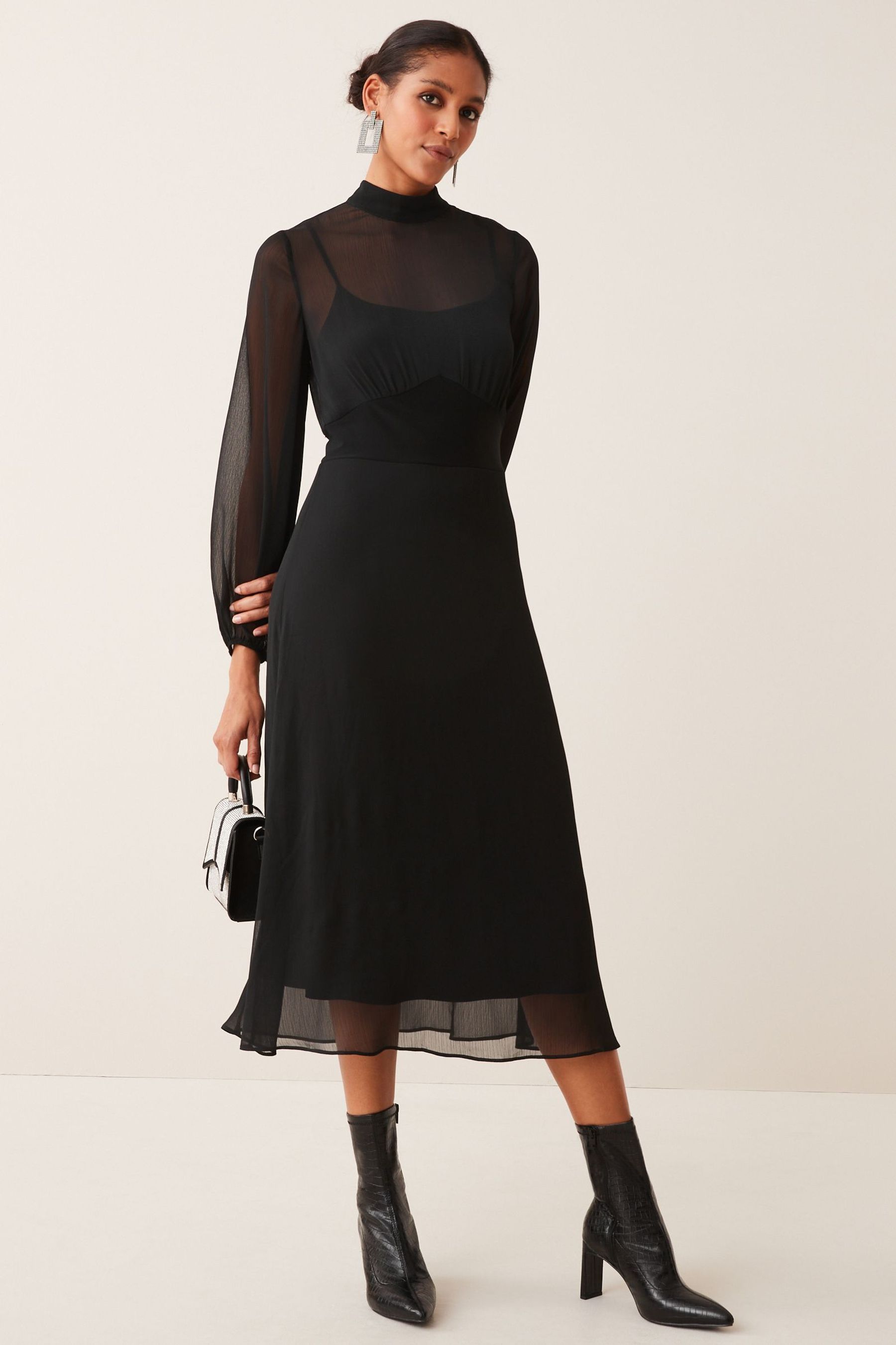 Next black long sleeve dress top