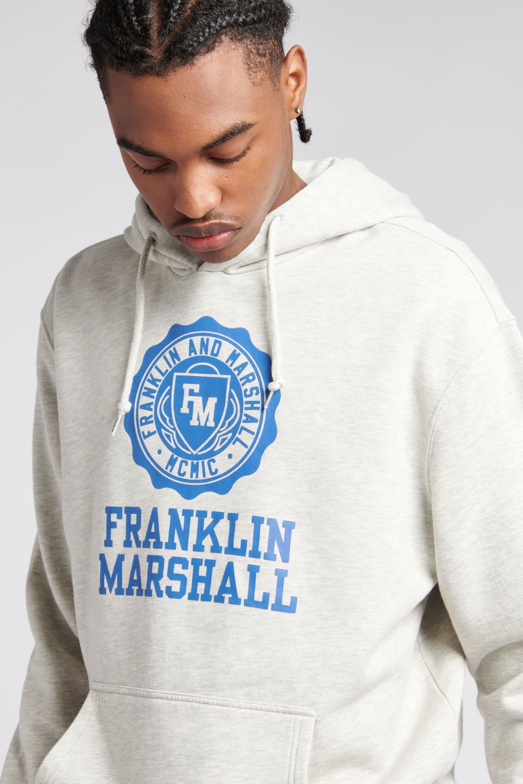 Buy Franklin Marshall Mens Grey 100 Cotton Crest BB OTH Hoodie from Next Luxembourg