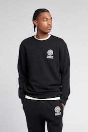 Franklin & Marshall Mens Black Crest BB Crew Neck Sweatshirt - Image 4 of 5