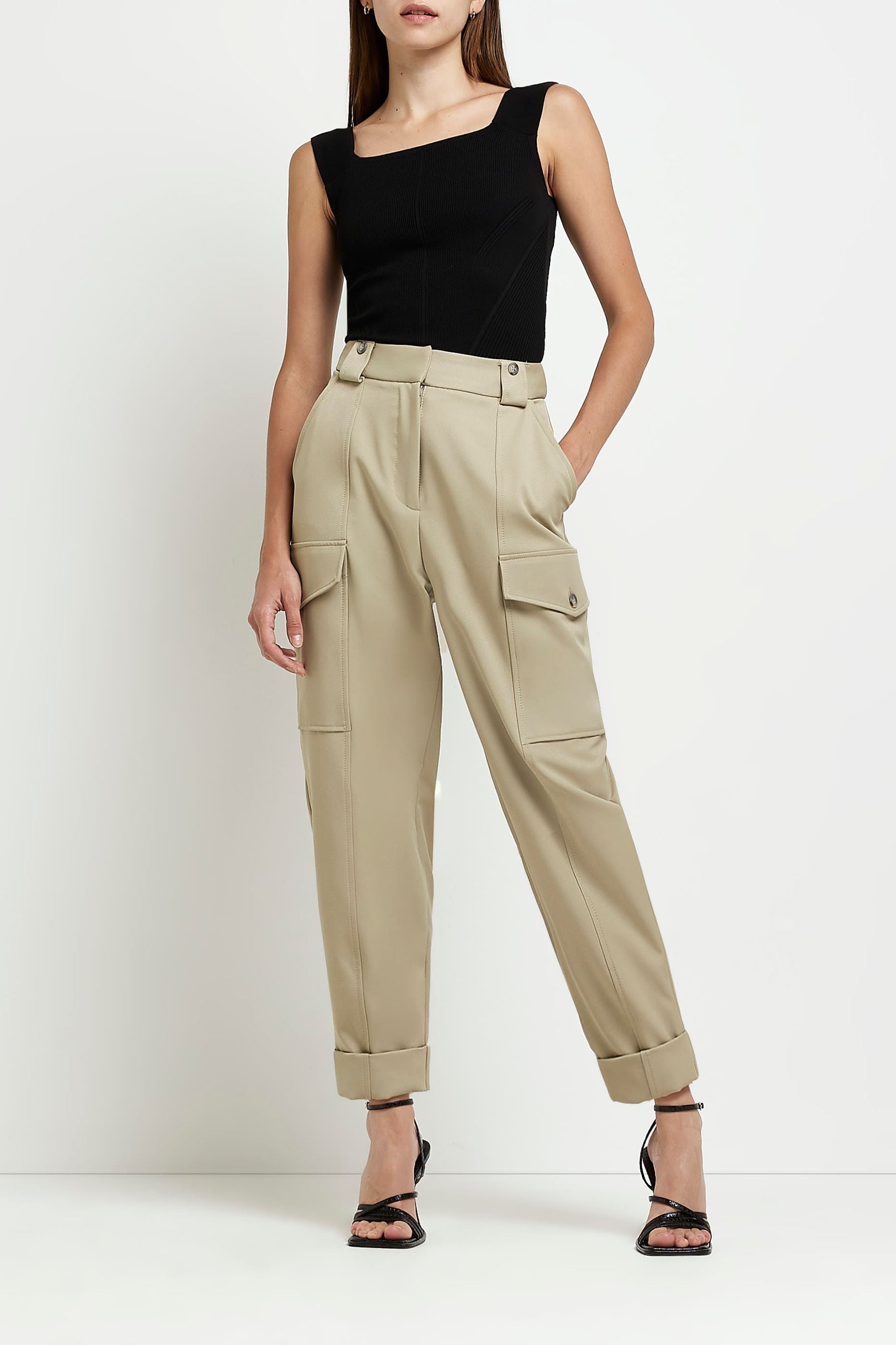 Buy River Island Khaki Green Utility Peg Trousers from Next Luxembourg