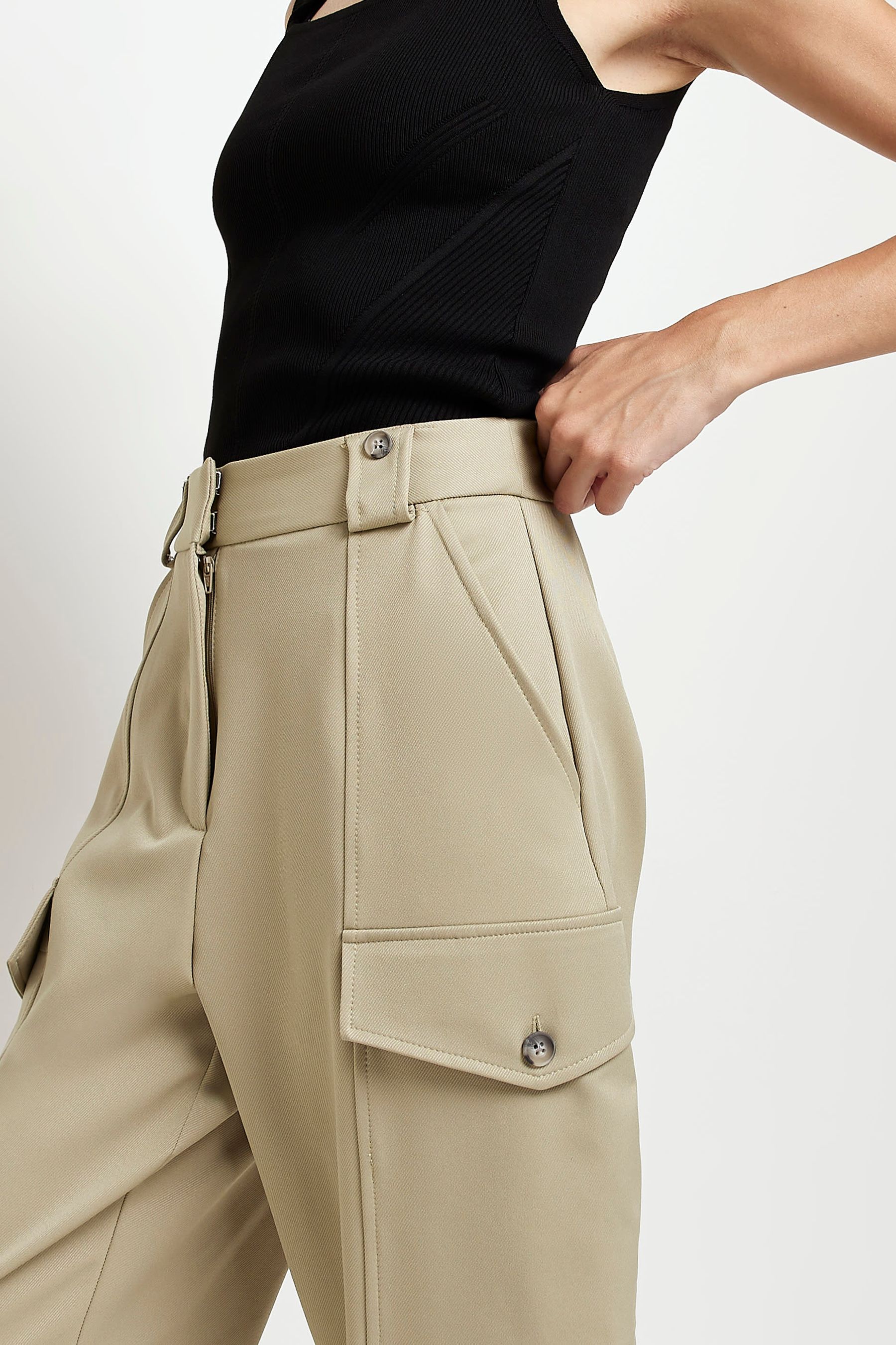 Khaki peg trousers cheap