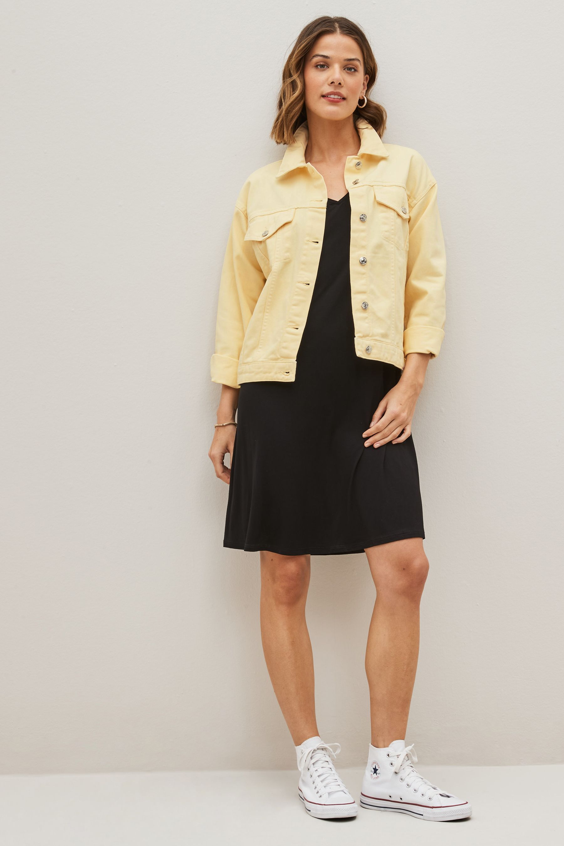 Lemon yellow denim jacket cheap