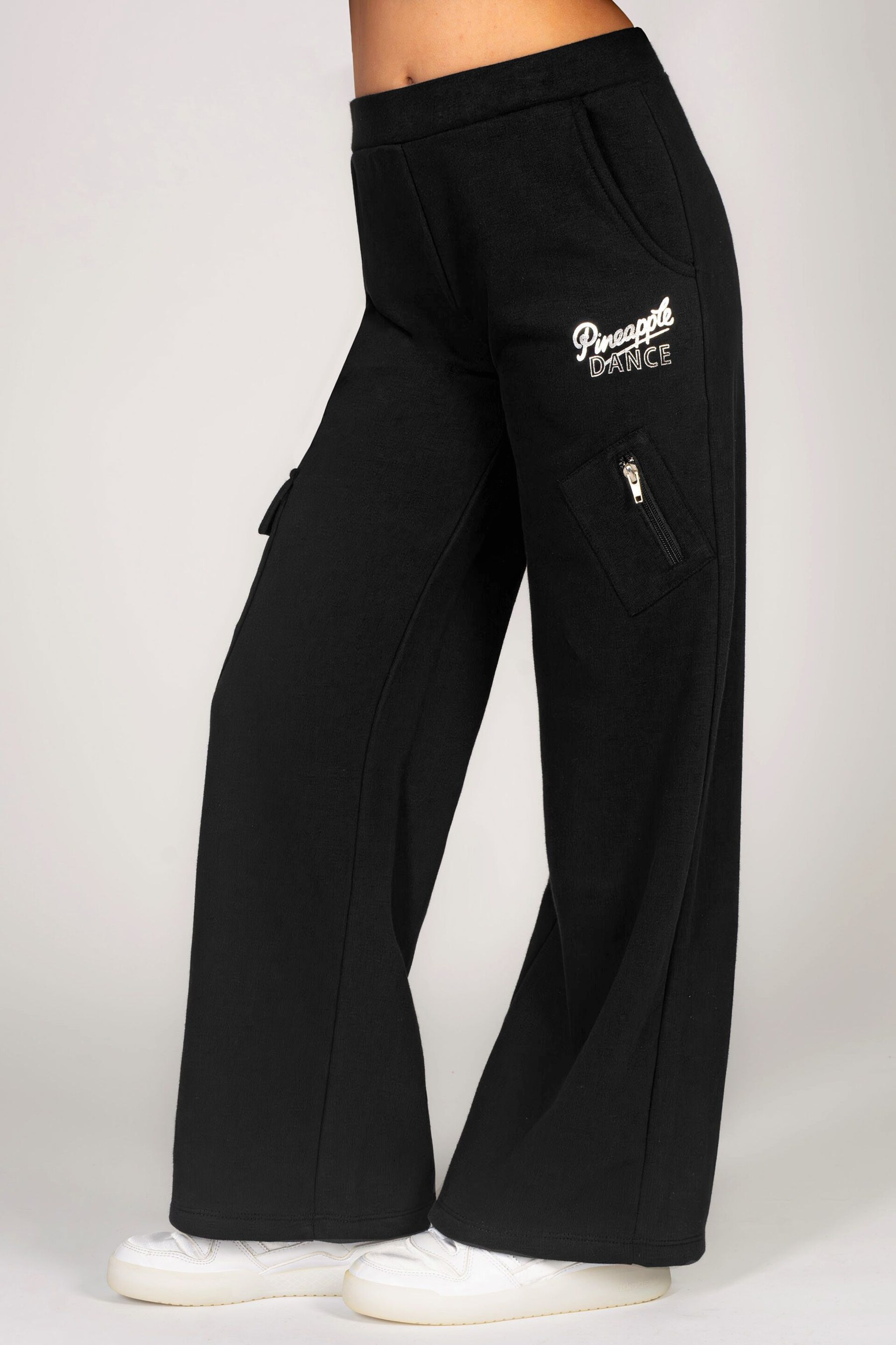 Pineapple Black Wide Leg Girls Cargo Joggers - Image 1 of 6