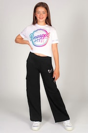 Pineapple Black Wide Leg Girls Cargo Joggers - Image 3 of 6