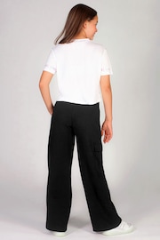 Pineapple Black Wide Leg Girls Cargo Joggers - Image 4 of 6