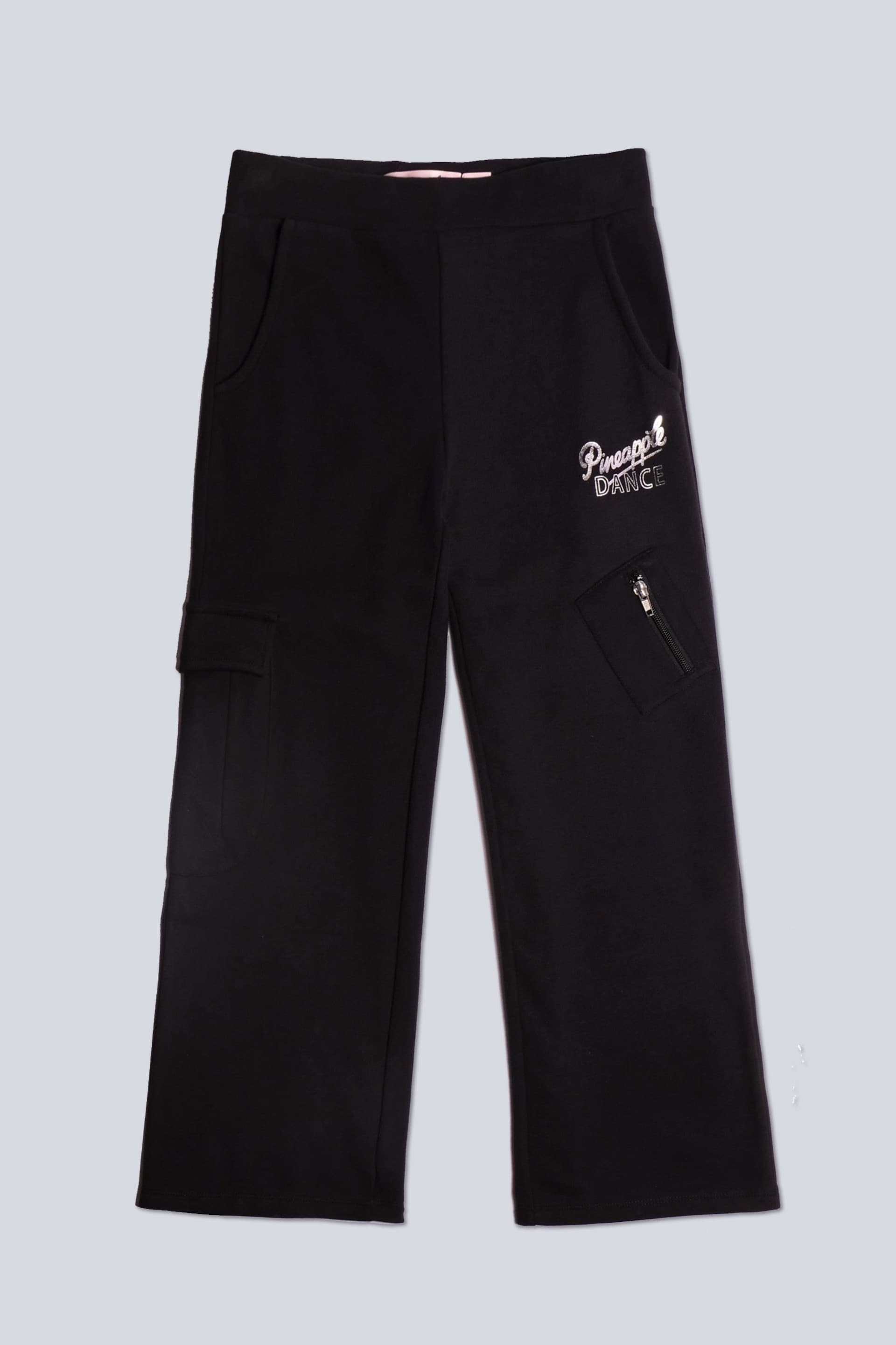 Pineapple Black Wide Leg Girls Cargo Joggers - Image 5 of 6