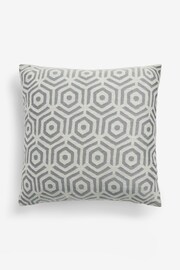 Grey 50 x 50cm Textured Hoxton Large Geometric cushion - Image 5 of 5