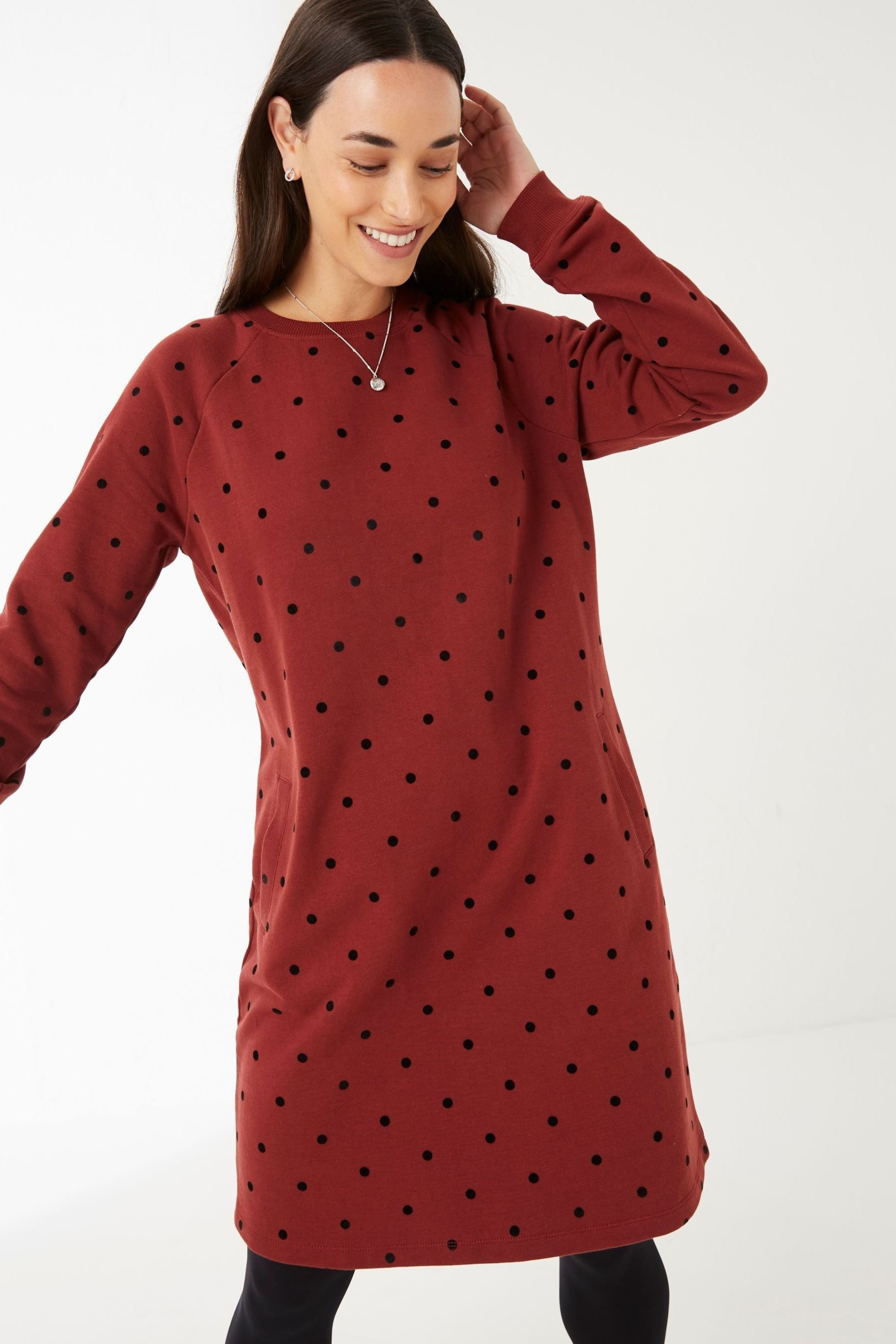 FatFace Red Spot Sweat Dress - Image 1 of 4