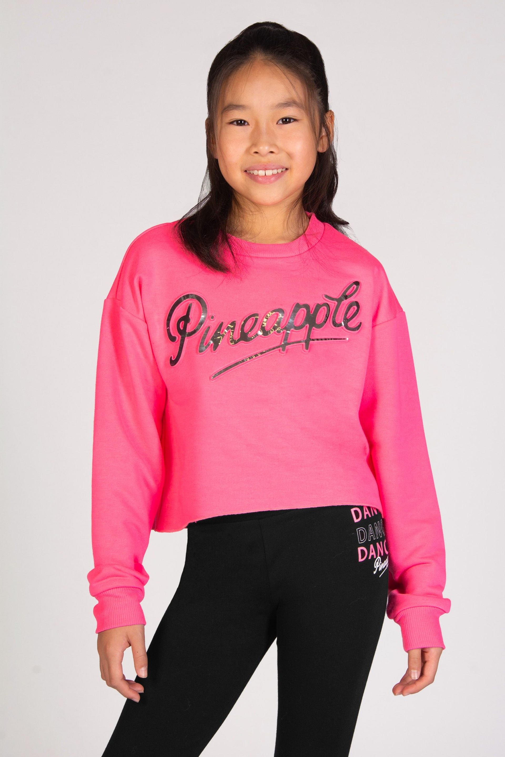 Pineapple Pink Girls Logo Embossed Crop Sweat Top - Image 1 of 5