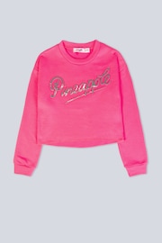 Pineapple Pink Girls Logo Embossed Crop Sweat Top - Image 5 of 5