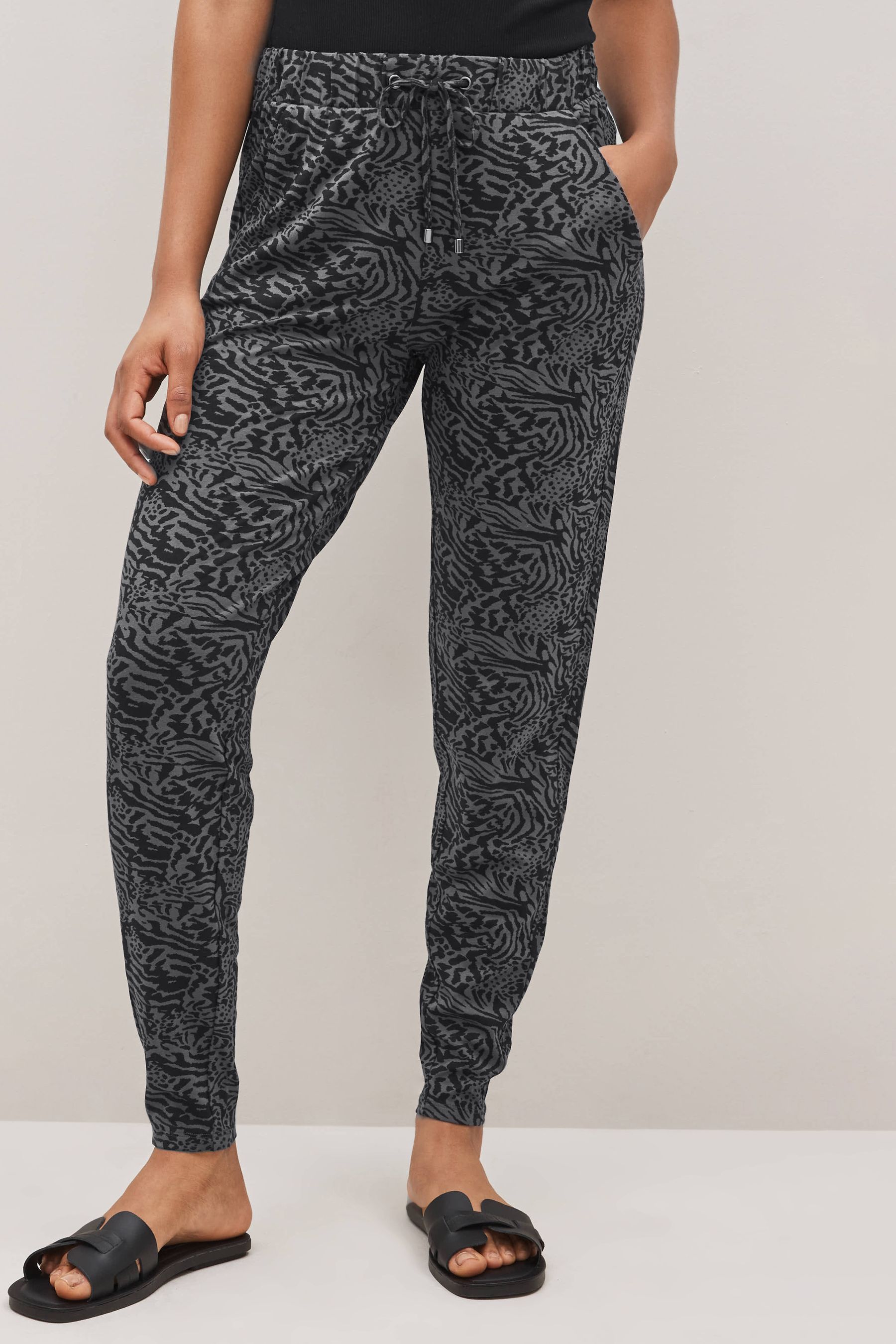 Gray leopard joggers new arrivals