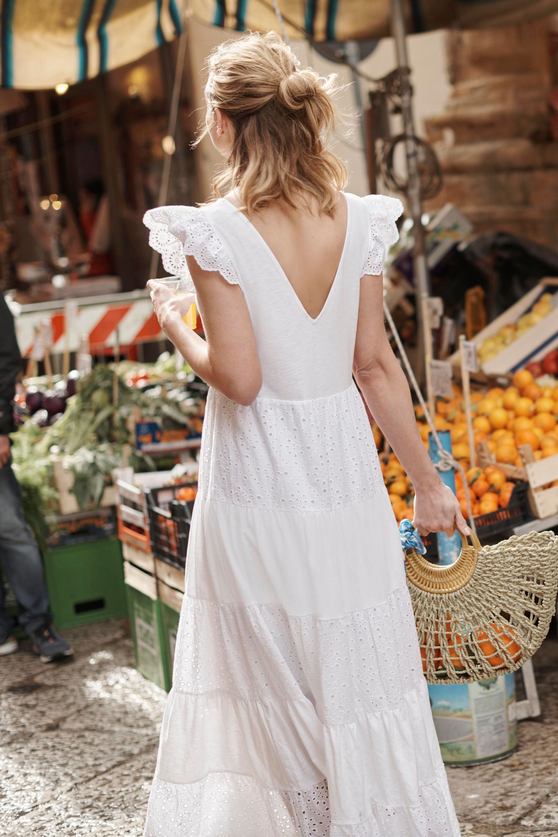Buy Boden Broderie Mix Jersey White Maxi Dress from Next Luxembourg