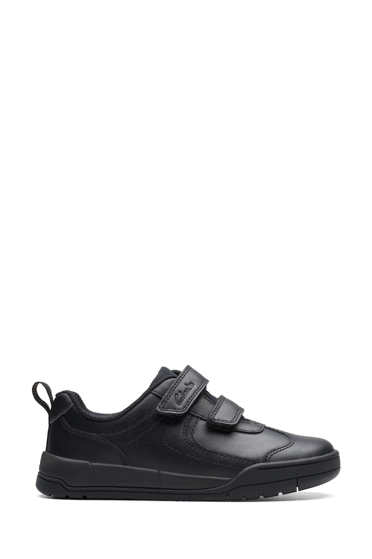 Clarks Black Multi Fit Leather Kick Pace Kids Shoes - Image 1 of 7