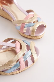 Pastel Rainbow Woven Wedge Ankle Strap Sandals - Image 4 of 5