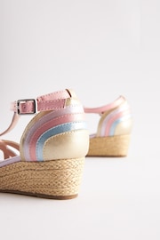 Pastel Rainbow Woven Wedge Ankle Strap Sandals - Image 5 of 5