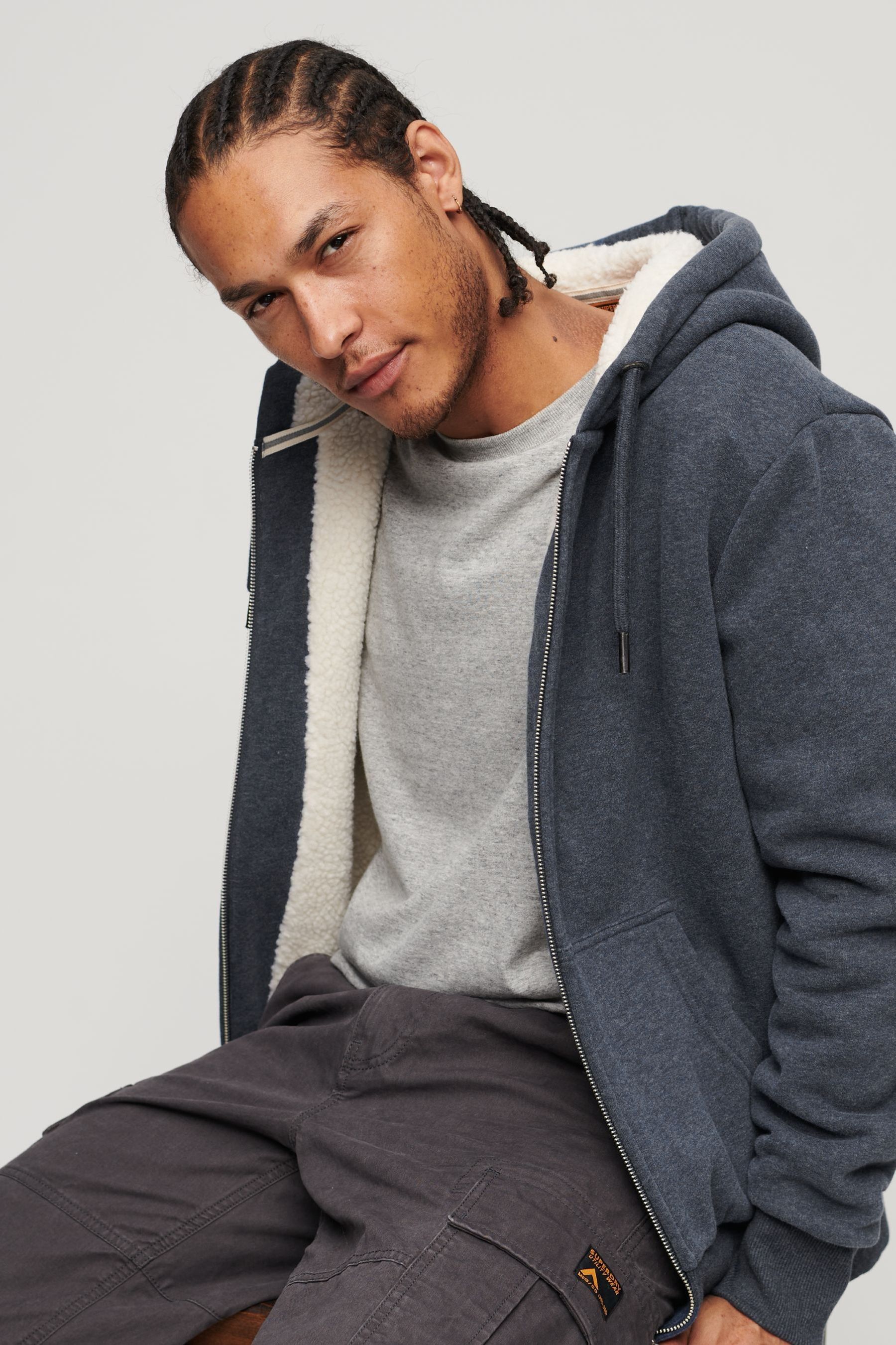 Buy Superdry Essential Borg Lined Zip Up Hoodie sweat a capuche zippe double from Next Luxembourg