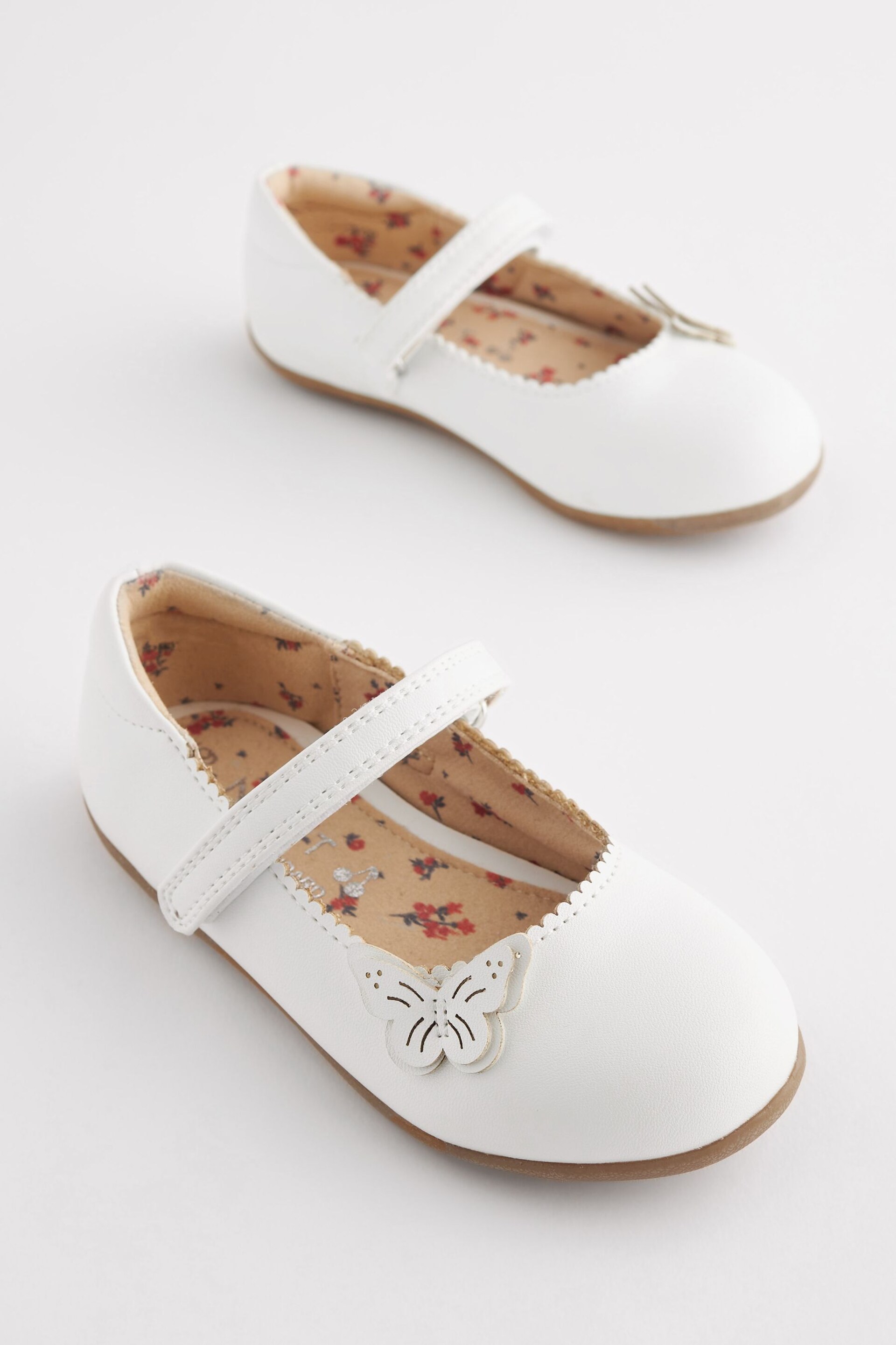 White Wide Fit (G) Butterfly Mary Jane Shoes - Image 1 of 5