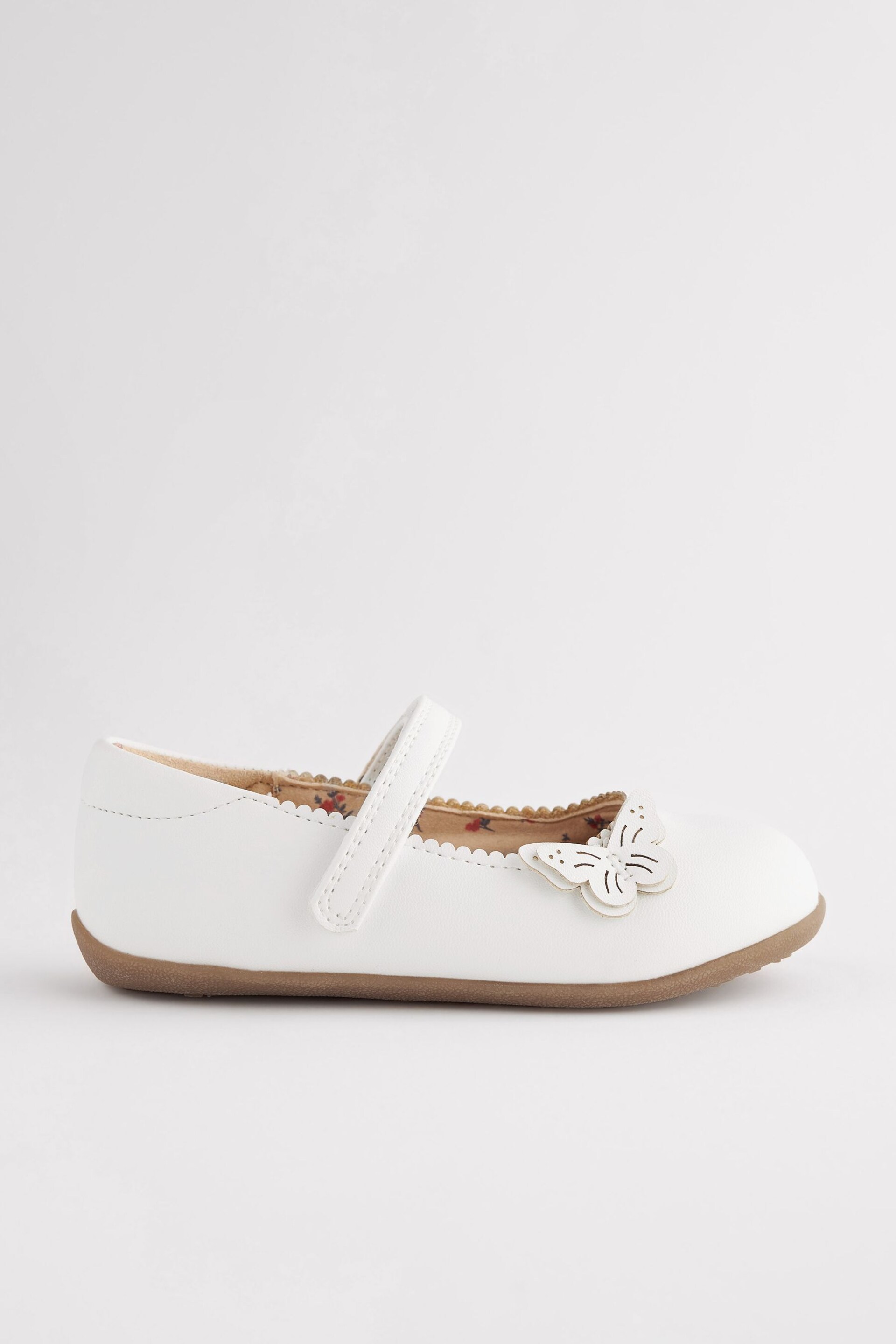 White Wide Fit (G) Butterfly Mary Jane Shoes - Image 2 of 5