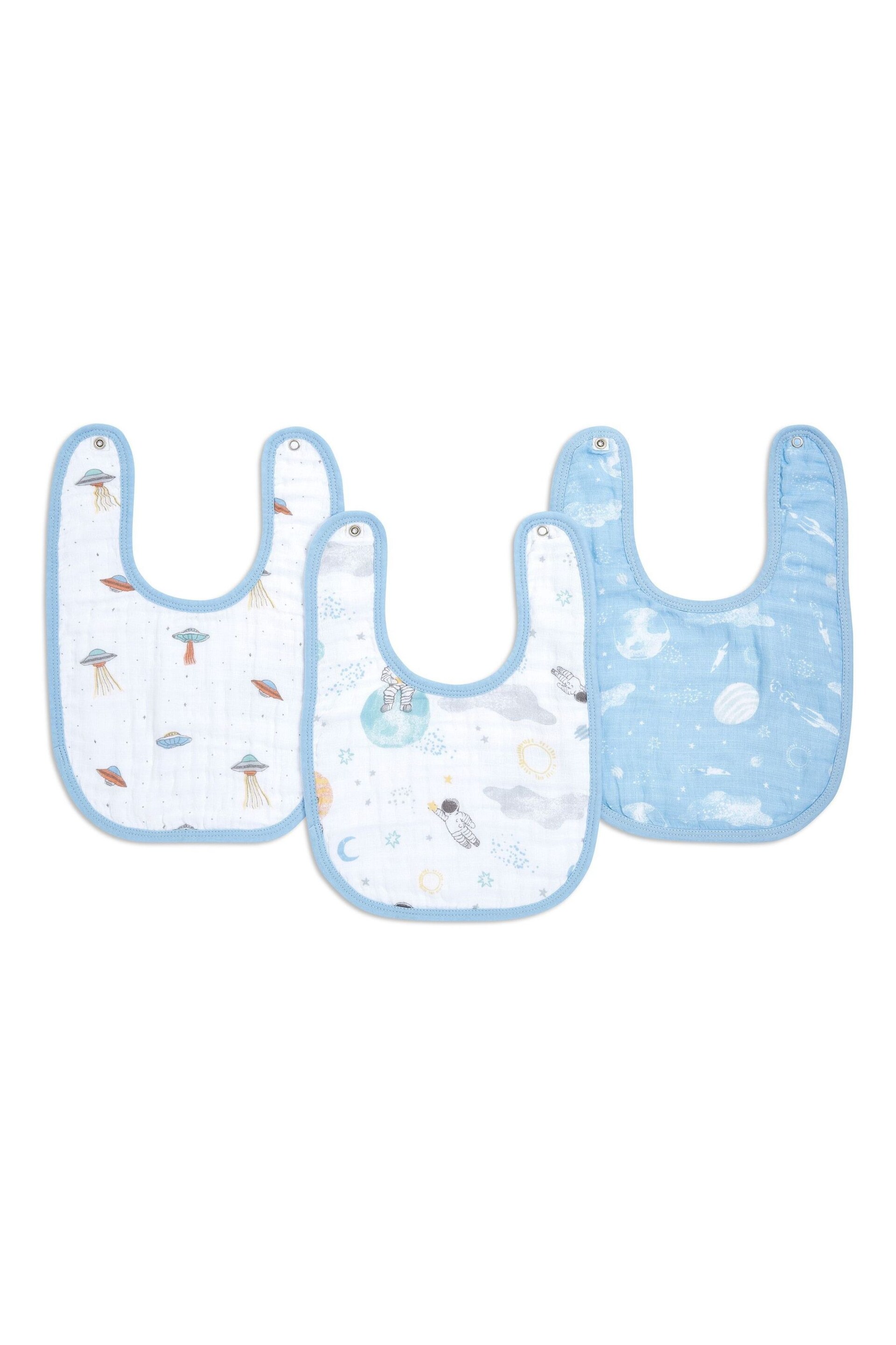 aden + anais™ Natural Essentials Space Explorers Cotton Muslin Baby Snap Bibs 3 Pack - Image 1 of 3